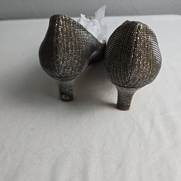 Caparros Heels Womens 7.5B Pumps‎ Floral Sparkly Gold Silver Cocktail Wedding - Picture 3 of 9